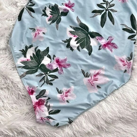 MARINA WEST | Blue Pink White Floral One Piece Swimsuit Ruched Waist Lilly | XXL - Picture 4 of 6